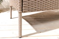 Moderne Gartenbank PORTOFINO 140cm natur beige Polyrattan Sitzbank mit Tisch wetterfest