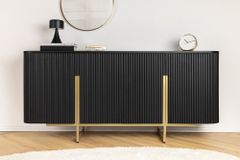 Massives Sideboard GATSBY 160cm schwarz gold Mangoholz Retro handmade