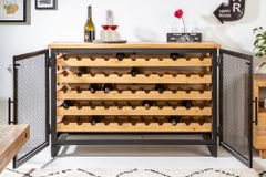 Industrial Weinschrank BODEGA 130cm recyceltes Pinienholz natur Weinregal für 55 Flaschen
