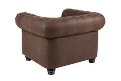 Chesterfield Sessel 110cm vintage braun mit Knopfheftung und Federkern
