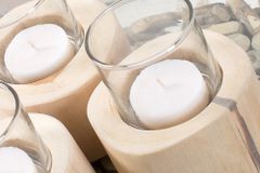 Elegantes 3er Set Windlicht LIMOTION Teakholz Outdoor Teelicht Kerzenhalter