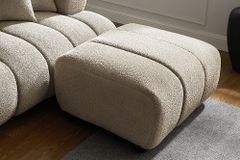 Moderner Hocker ADLON 100cm champagner greige Bouclé Federkern Fußhocker Sitzhocker