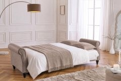 Schlafsofa MAISON BELLE AFFAIRE 220cm greige Vogue Seiden Samtstoff 3-Sitzer