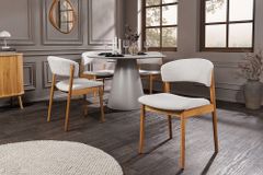 Design Stuhl VALHALLA WOOD natur Eiche Massivholz creme Strukturstoff