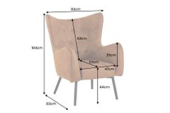Design XL Sessel AMSTERDAM antik braun Microfaser schwarze Metallbeine