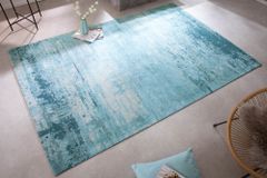 Vintage Teppich MODERN ART 240x160cm türkis beige verwaschen Used Look