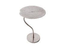 Handgearbeiteter Beistelltisch ABSTRACT LEAF 40cm silber