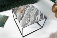 Eleganter Couchtisch ELEMENTS 50cm grau mit polierter Marmor-Platte