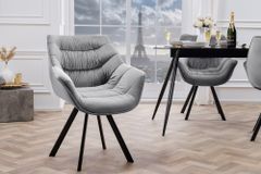 Design Stuhl THE DUTCH COMFORT grau Samt Retro Stil mit Armlehnen