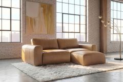 Echtleder Sofa BIG GEORGE 245cm cognac Taschenfederkern 3-Sitzer Couch