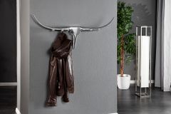 Design Garderobe BULL 100cm Aluminium Wanddekoration Stierkopf