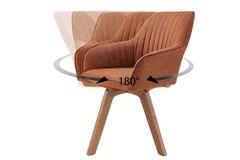 Drehbarer Design Stuhl LIVORNO vintage braun Buchenholz Beine mit Armlehnen