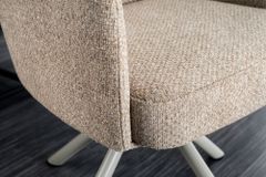 Drehbarer Stuhl BIG GEORGE champagner beige Strukturstoff Taschenfederkern Metall