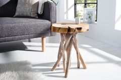 Exklusiver Beistelltisch ROOT 30cm natur Teak Massivholz Hocker Wurzelholz rund