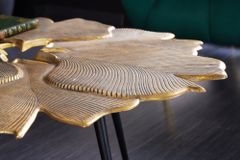 Dekorativer Couchtisch GINKGO 95cm gold schwarz handmade Metall