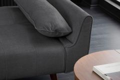 Design Schlafsofa DIVANI 220cm grau Samt 3-Sitzer mit Bettfunktion Walnuss-Füße