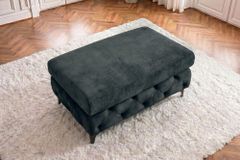 Chesterfield Sitzhocker MODERN BAROCK 95cm petrol Samt Fußhocker