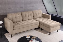 Retro Ecksofa STOCKHOLM 220cm taupe Cord Federkern 3-Sitzer