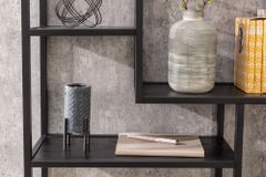 Industrial Wandregal SLIM LINE 90cm Esche schwarz fünf Regalböden