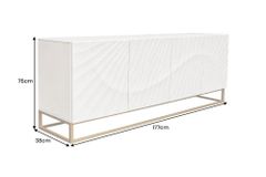 Massives Sideboard SCORPION 180cm weiß Mangoholz gold Metall 3D-Schnitzereien