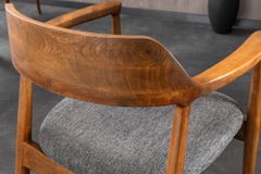 Design Stuhl KENNEDY braun grau massives Mangoholz honey finish Strukturstoff