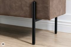 Truhenbank LOFT 100cm antik taupe Microfaser Sitzbank mit Stauraum Metall schwarz