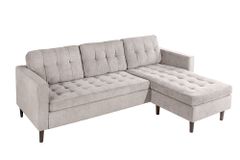Modernes Ecksofa STOCKHOLM 220cm hellgrau Cordstoff Federkern 3-Sitzer-Sofa