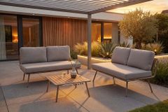Outdoor Lounge Sitzgruppe MOBILE MODULAR greige mit Tisch wetterfest