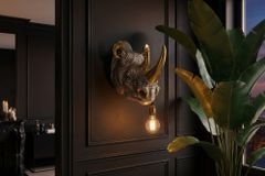 Moderne Wandlampe RHINO 40cm gold Nashorn-Skulptur handmade