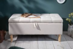 Chesterfield Truhenbank CASTLE 100cm Sitzbank beige Landhausstil mit Stauraum