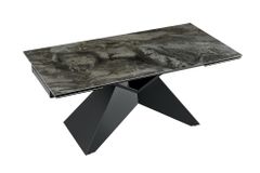 Design Esstisch DIAMOND 180-260cm taupe Keramik Metallgestell schwarz