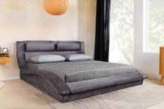 Boxbett SWING 160x200cm grau Vogue Seiden Samtstoff inkl. Stauraum und Bettkasten