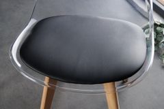 Design Stuhl SCANDINAVIA MEISTERSTÜCK transparent schwarz Kunststoff Buchenholz natur