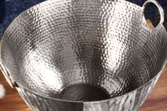 Handgearbeitete Deko Schale ORIENT 40cm silber Metall Hammerschlag Design