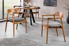 Design Stuhl KENNEDY braun grau massives Mangoholz honey finish Strukturstoff