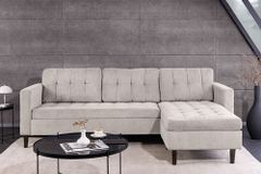 Modernes Ecksofa STOCKHOLM 220cm hellgrau Cordstoff Federkern 3-Sitzer-Sofa