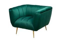 Retro Sessel NOBLESSE 105cm smaragdgrün Samt mit Ziersteppung