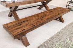 Industrial Bank GOLIATH 180cm natur Pinienholz X-Gestell schwarz Metall