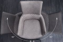 Drehbarer Design Stuhl ALPINE grau hellgrau Armlehnen schwarze Metallbeine