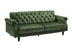 Schlafsofa MAISON BELLE AFFAIRE 220cm moosgrün Vogue Seiden Samtstoff 3-Sitzer
