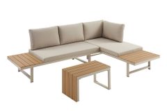 Wetterfestes Gartenmöbel Set IBIZA MODULAR LOUNGE 250cm champagner greige Aluminium