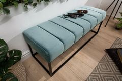 Moderne Sitzbank PETIT BEAUTÉ 110cm salbei mint Samt schwarzes Gestell