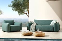 In- und Outdoor Gartensessel SEAHAWK türkis Aluminium Olefin 1-Sitzer Sofa wetterfest