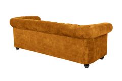 Barock Sofa CHESTERFIELD 205cm senfgelb Samt Federkern Knopfheftung 3-Sitzer Couch