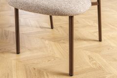 Design Stuhl BELFORT taupe beige Strukturstoff Metallgestell Walnuss