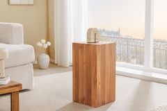Massivholz Dekosäule COLUMNA 50cm braun Akazie Beistelltisch