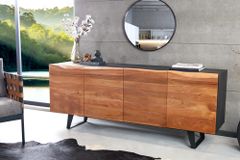 Industrial Design Sideboard ORGANIC ARTWORK 180cm Akazie Massivholz Eisengestell
