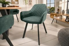 Design Stuhl PALERMO petrol Microfaser mit Armlehne und Ziersteppung