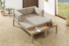 Modulare Garten Sitzgruppe ORLANDO LOUNGE 240cm champagner greige Aluminium wetterfest inkl. Kissen