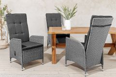 Outdoor Gartenstuhl SYLT grau Polyrattan Hochlehner mit Armlehne verstellbar wetterfest